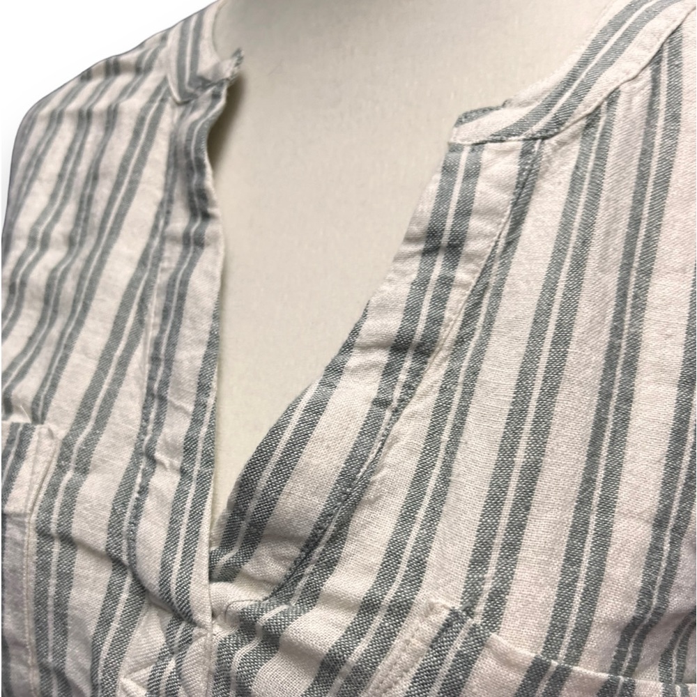 Madewell Linen-Blend Lakeline Popover Shirt in Hester Stripe  Xs - Picture 7 of 10